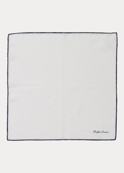 Cuadrícula Ralph Lauren Hombre Blancos / Azul Marino - Tipped Linen Pocket - EGUAX3571